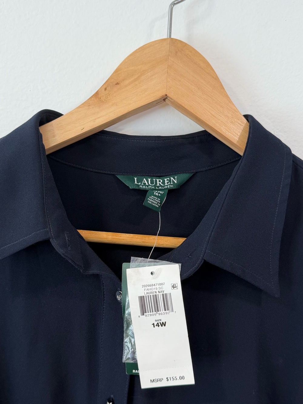 Lauren Ralph Lauren Belted Button Down Navy Blue Midi Dress Quiet Luxury - Picture 6 of 6